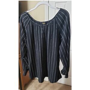 LEE Woman Blouse - Size 1X  NWOT Black/White Long Sleeve
